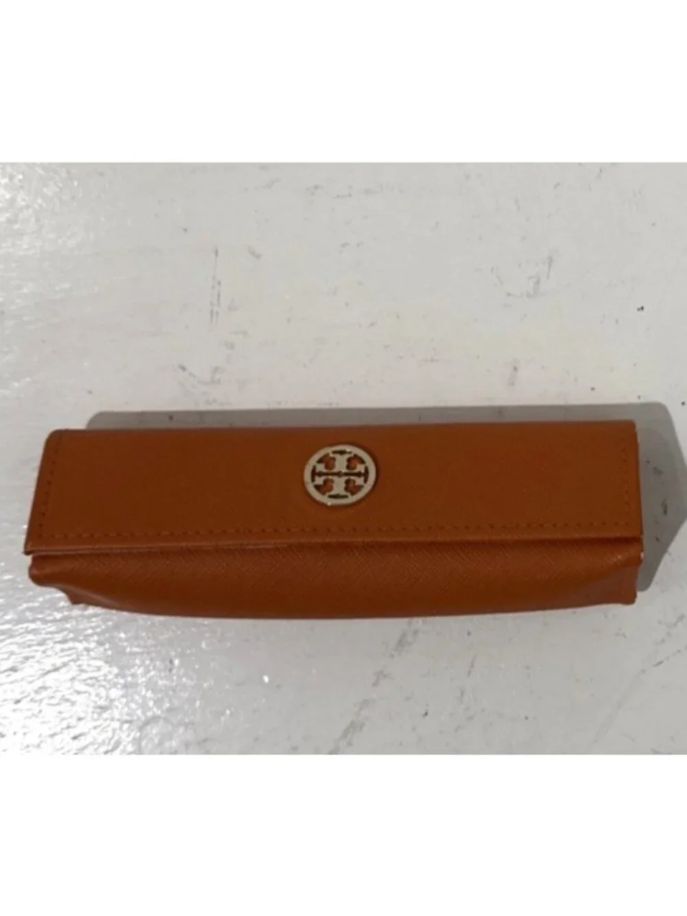 Tory Burch Small Sun Glasses / Eye Glasses Magnetic Thin Case Orange Leather